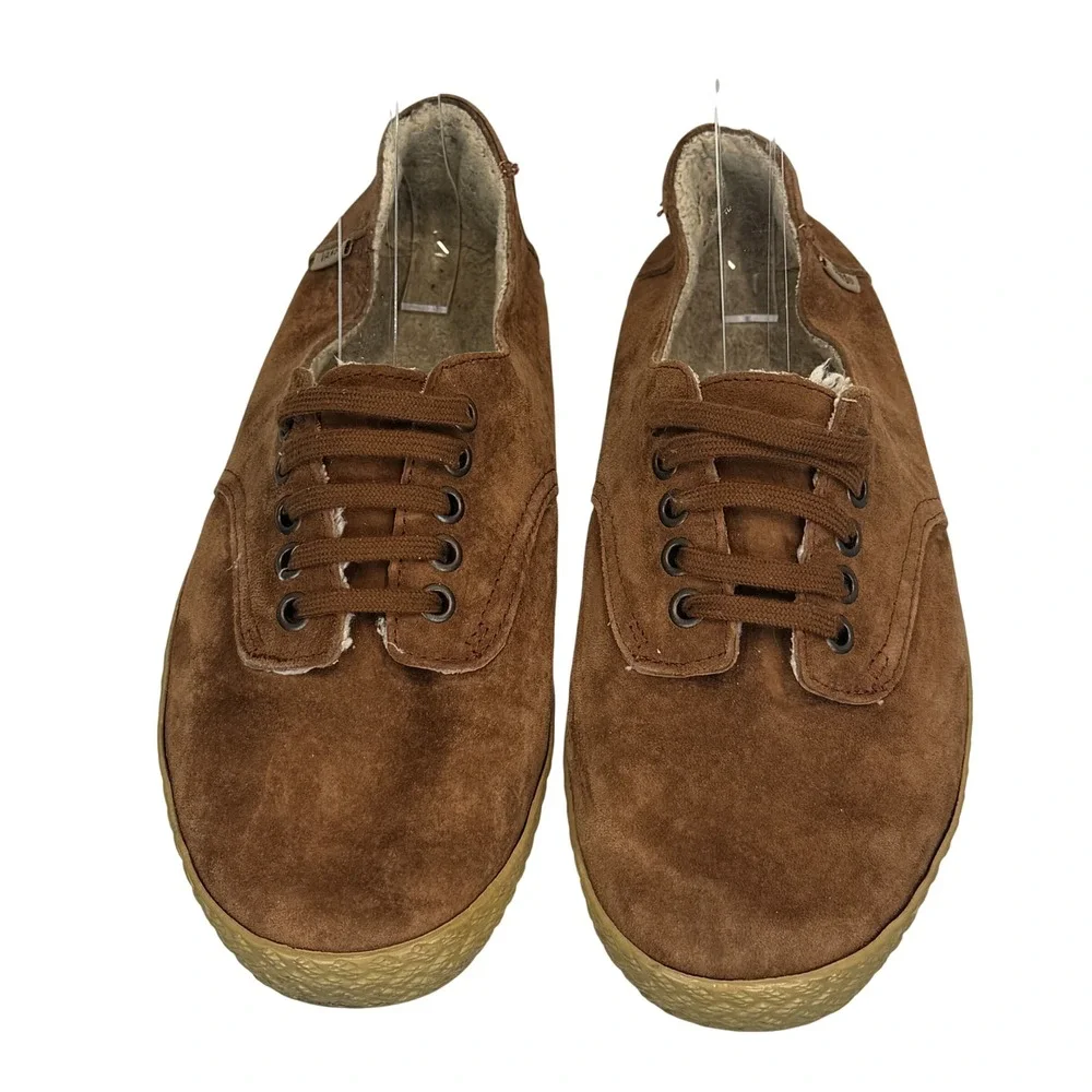 Vans Women's 8.5 Suede Fleece Lined Sneakers‎ Brown Cozy Retro Low Top Shoes